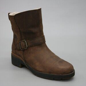 Timberland Ladies 9 Graceyn Brown Leather Biker Moto Buckle Ankle Boots - A2FAA